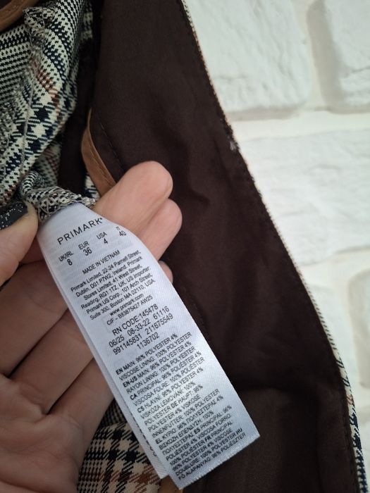 Primark 36 Nowe Szerokie Spodnie w kratę Wysoki Stan