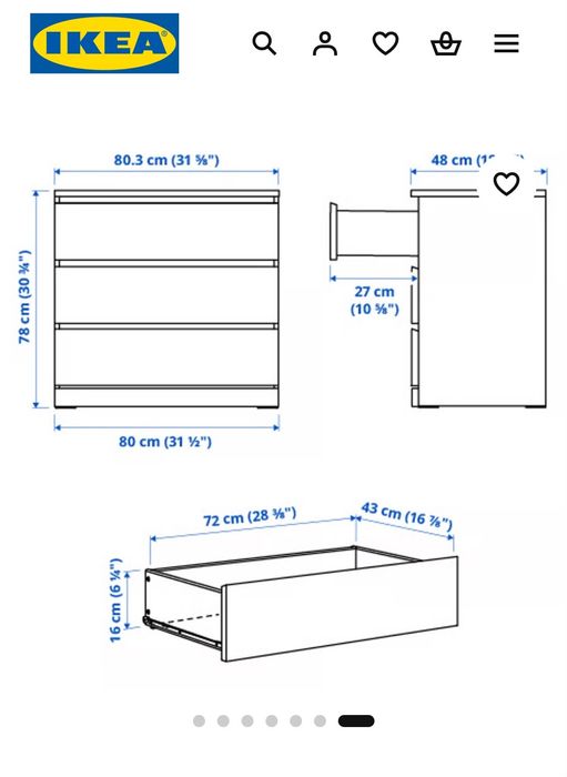 trzy komody IKEA malm 6 4 3 szuflady