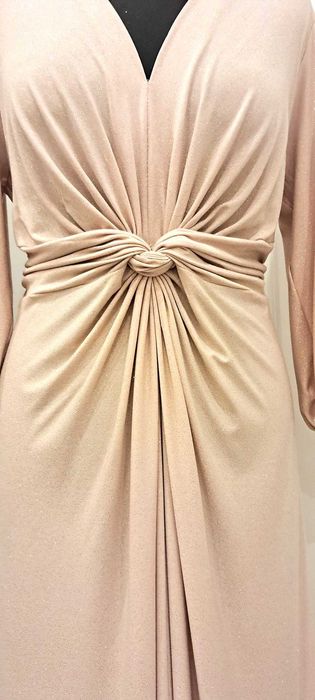 Złota brokatowa długa sukienka wieczorowa S/M/L/XL