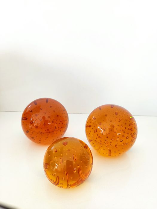 Pisa papéis (conjunto de 2) em cristal âmbar art deco Vintage