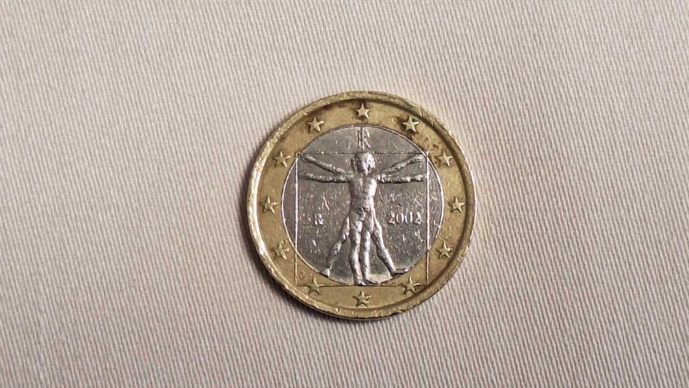 Moeda rara, 1 euro 2002 Itália Leonardo Da Vinci