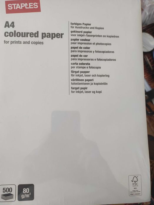 Resma de papel colorido, A4 , 80g
