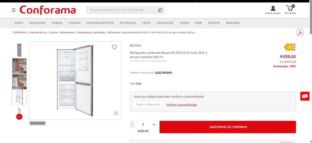 Figrorifico combinado Becken 323L