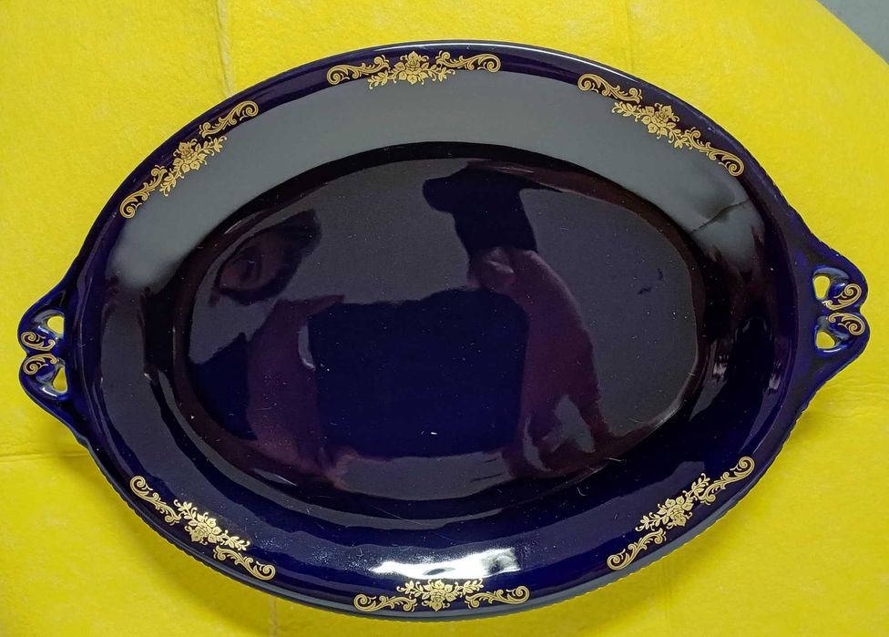 Terrina e Travessa em Porcelana azul cobalto em Limouges