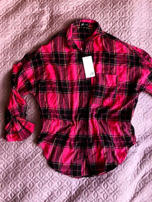 Różowa koszula w kratę YFL Reserved XS oversize nowa
