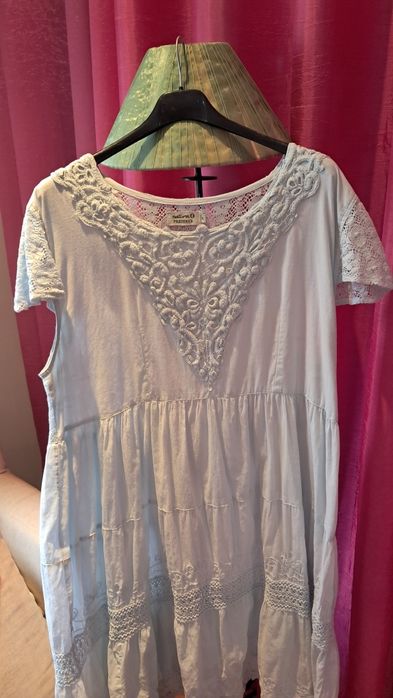 Vestido Natura 3L azul claro, satisfatório