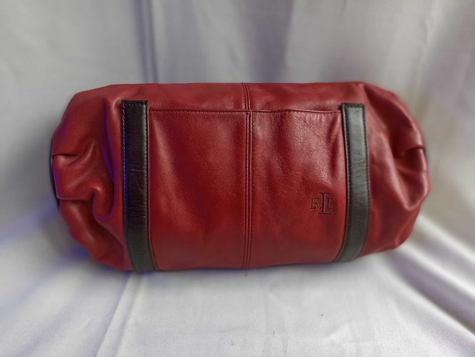 Ralph Lauren oryginalna torebka kopertówka wiśniowa skóra naturalna