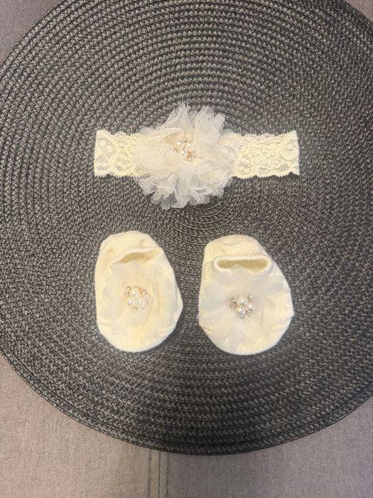 Sukienka biala muslin do chrztu 56-62