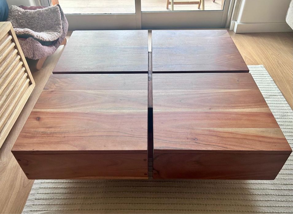 Mesa de Centro em Madeira Maciça de Acácia (80x80 cm) - Sklum