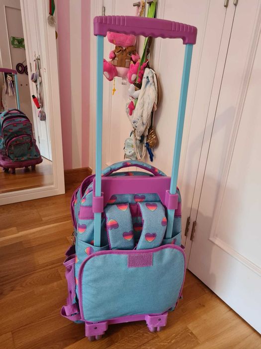 Totto - Mochila escolar com rodas Resma Multicolor Corações