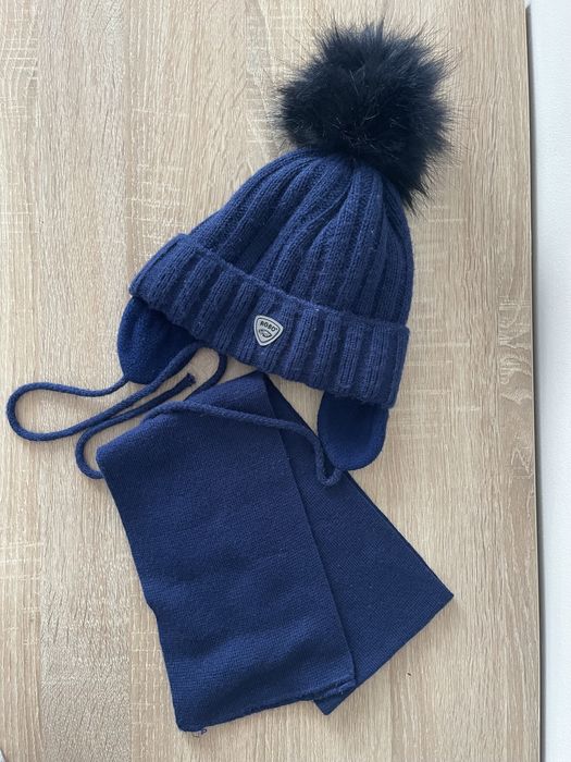 Зимова шапка з флісом + шарф для хлопчика 2-4 роки