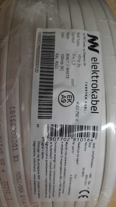 YDYp 3×1,5 firmy Elektrokabel 100mb