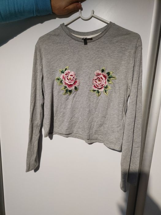 Bluzka H&M róże szeroki rękaw