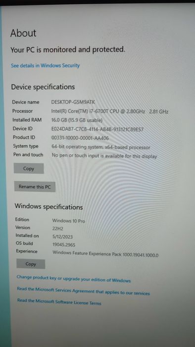 Міні ПК HP ProDesk 600 G3 mini i7-6700T, 2x8Gb, SSD M.2 NVME 1Tb, WiFi