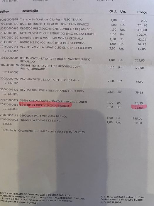 Bidé em cerâmica novo