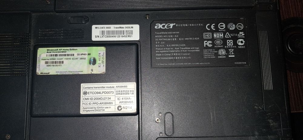 Laptop acer travel mate2430
