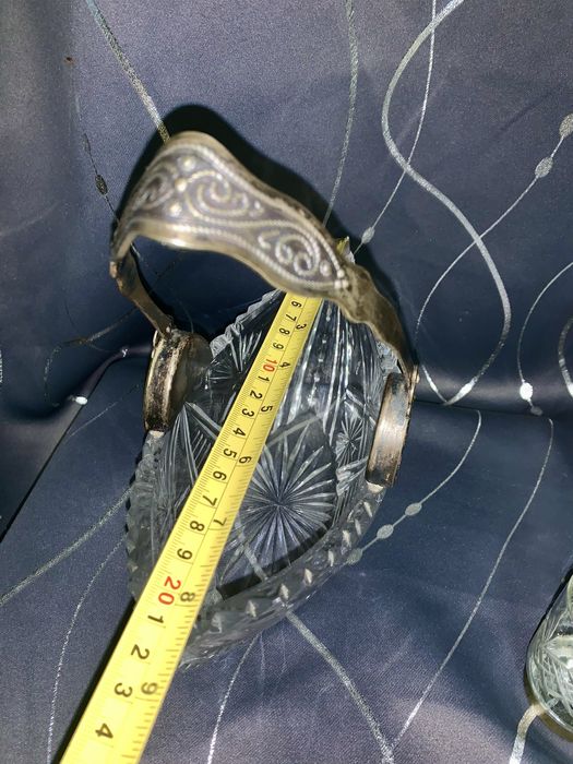 Графин  рюмки конфетница солянка хрусталь  мельхиор