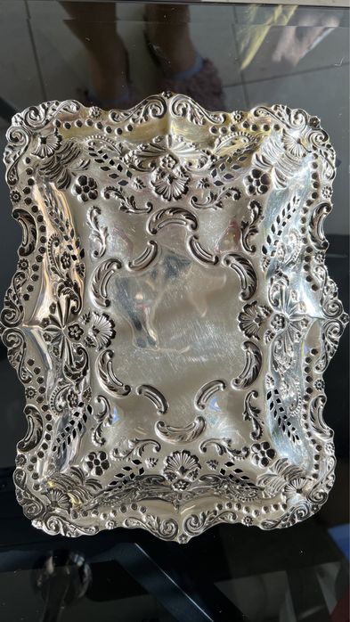 Антикварный поднос-тортовница серебро 925