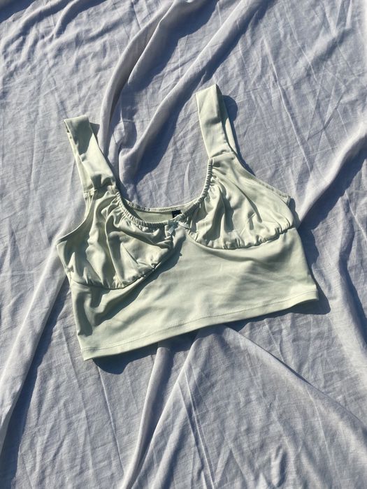 Jasny zielony crop top M 38 H&M coquette