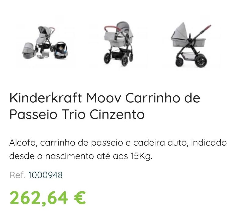 Carrinho de bebê multifuncional, KINDERKRAFT 3 em 1.