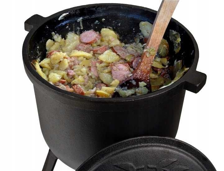 Kociołek myśliwski Garnek żeliwny 8L Ognisko Grill Pieczonki Garczek