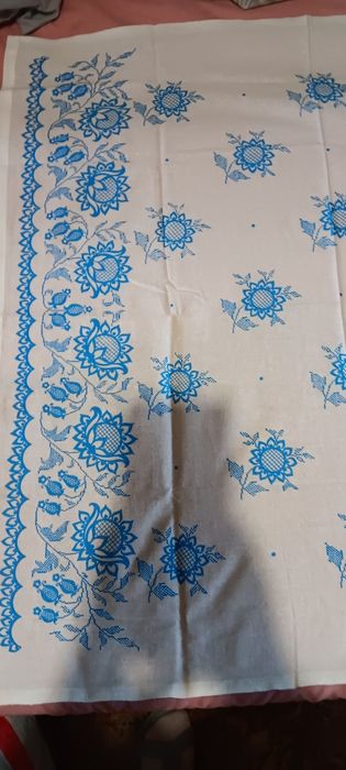 Платки хкстки ссср белые с синими розами хлопок винтаж