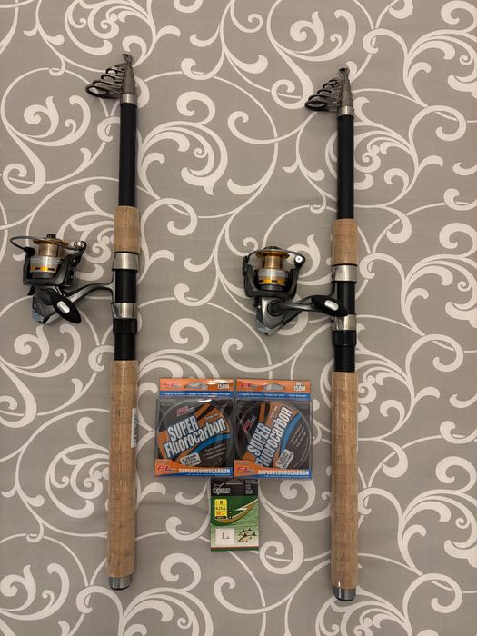 Zestaw wędkarski wędki 3.6m z kołowrotkami i żyłkami