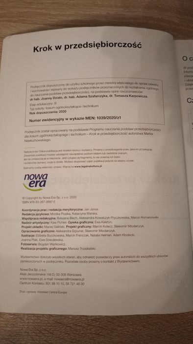 Krok w przedsiębiorczość Nowa era zakres podstawowy