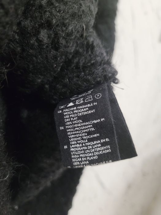 Kardigan 36 S M sweter płaszcz COS 100% wełna bouclé czarny guziki