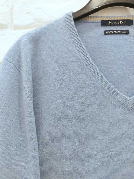 Sweter 100% kaszmir niebieski blue soft