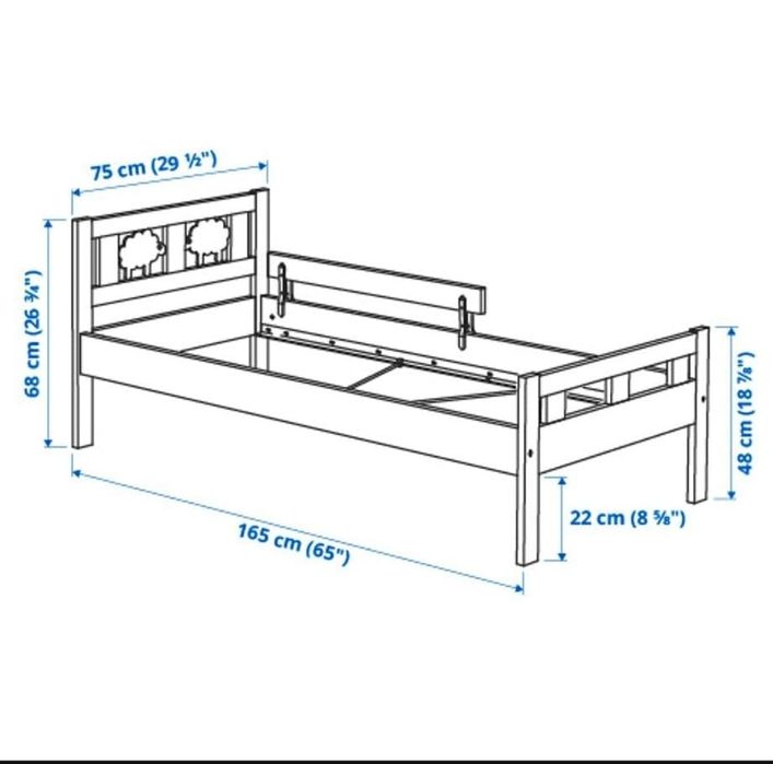 Cama de criança com colchão e banco azul Mammut