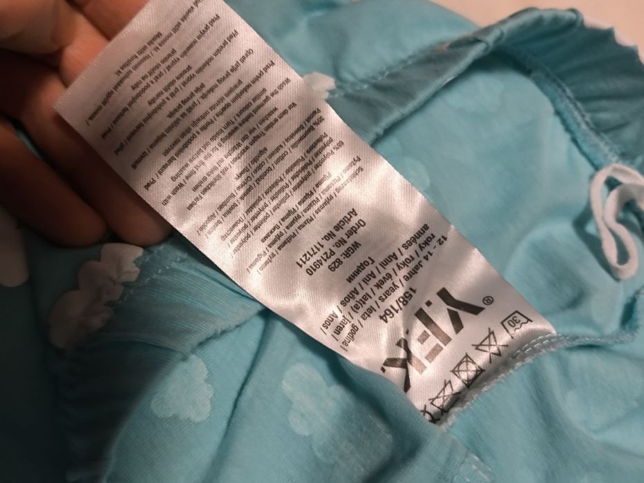 Nowa piżama dla dziewczynki 158-164 niebieska biała