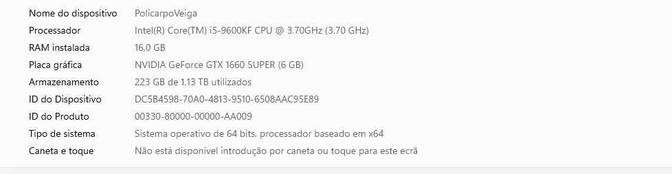 PC GAMER i5-9600KF | GTX 1660 SUPER 6GB | 16GB RAM | 222 GB DISCO LOCAL + 931 GB