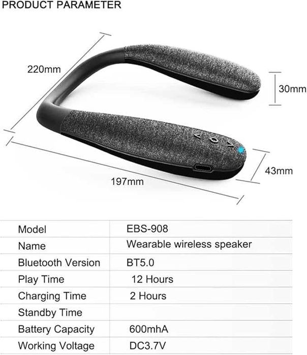 Bluetooth Neck Speaker – Coluna Portátil de Pescoço