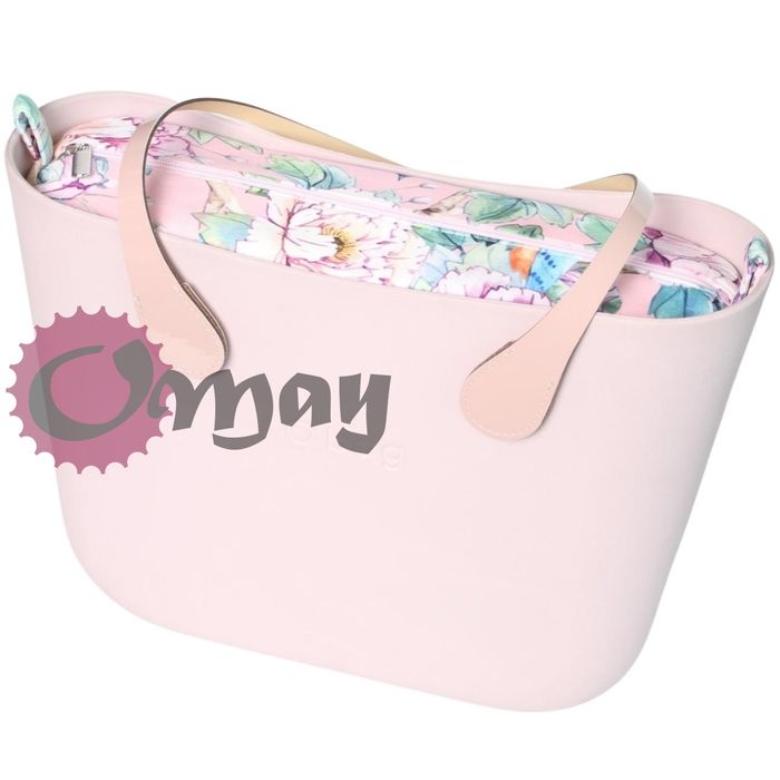 organizer OBAG STANDARD kwiaty welur pudrowyróż 2 kieszenie wkład OMAY