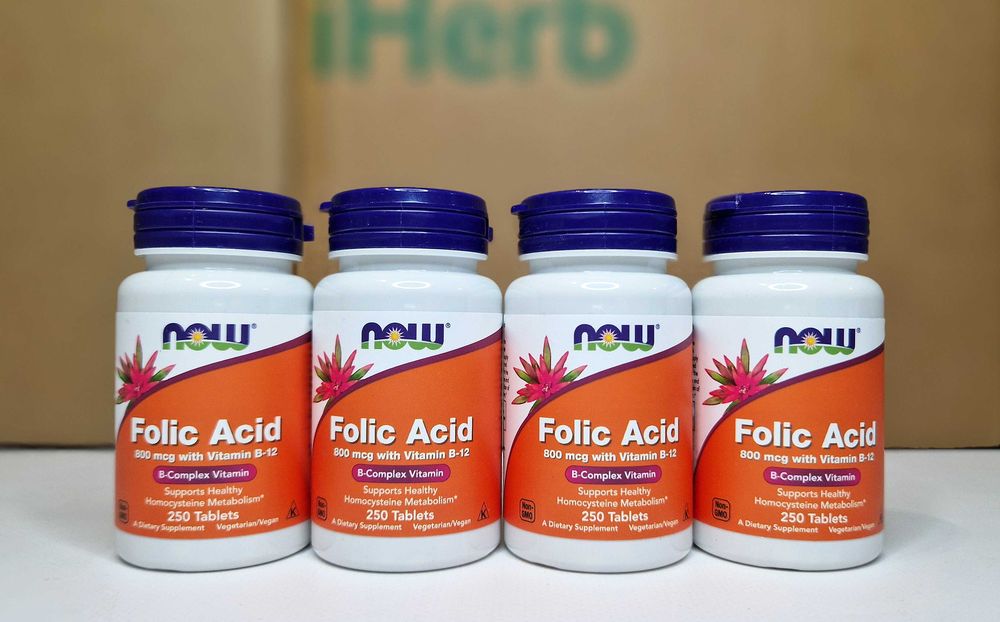 Now Foods Фолиевая кислота 800 мкг с витамином B12, 250 таблеток