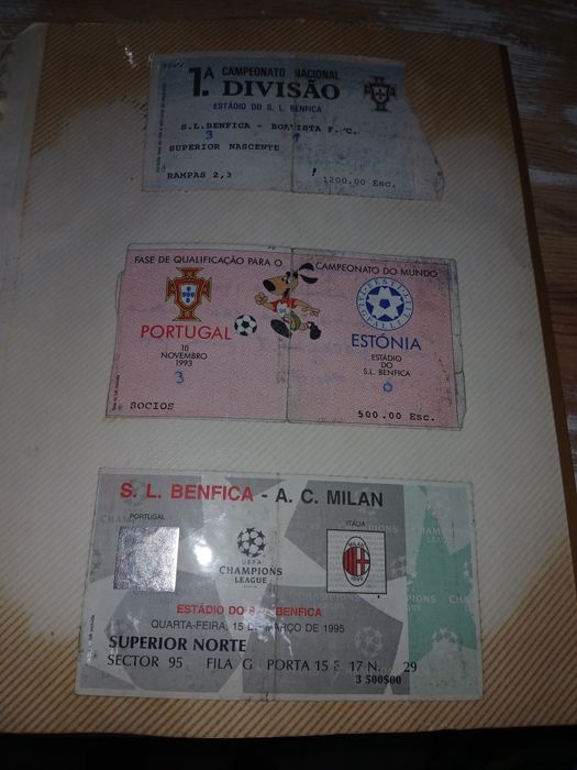Bilhetes de futebol antigos