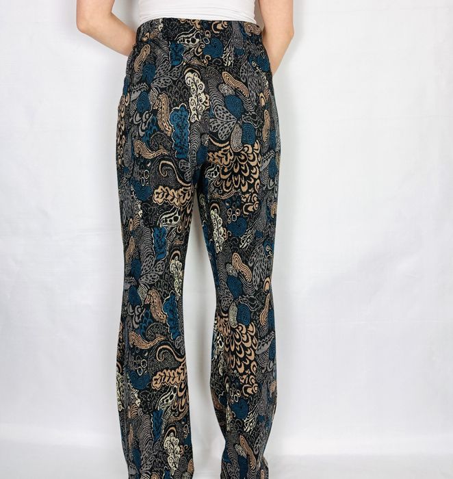 Czarno-kobaltowe spodnie w paisley XXL 44