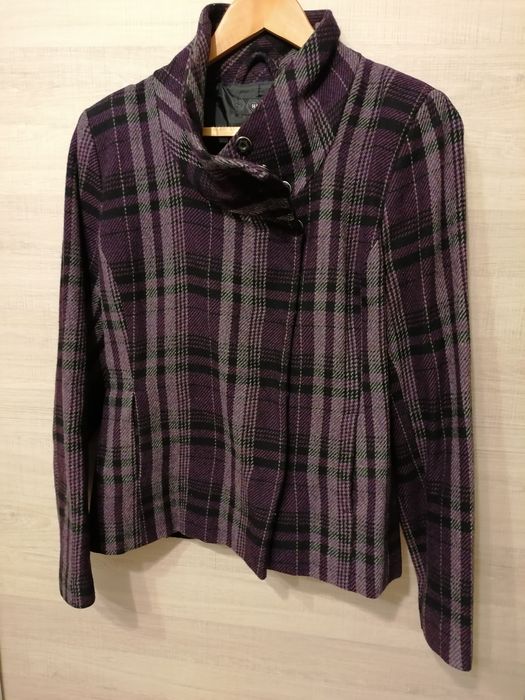 Kurtka w kratę H&M r. 42/ XL, płaszcz, płaszczyk, trencz w kratkę