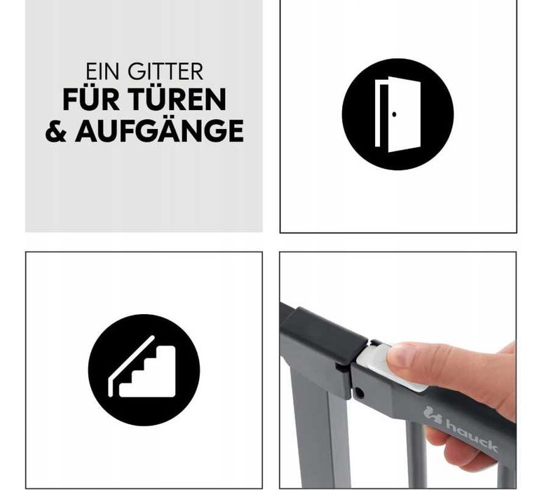 Bramka zabezpieczająca Hauck z przedłużeniem 9cm Clear Step Autoclose2