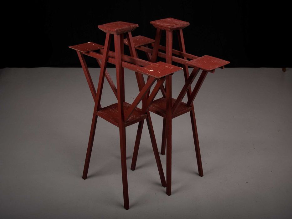 Kwietnik stojaki na kwiaty drewniane potrójne antyk stare drewno