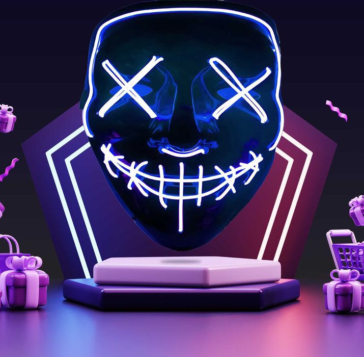 Straszna maska TIKTOK LED , Noc oczyszczenia, karnawał