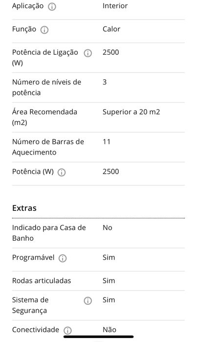 Aquecedor UFESA RD2500D 2500W com wi-fi - novo custa 189€