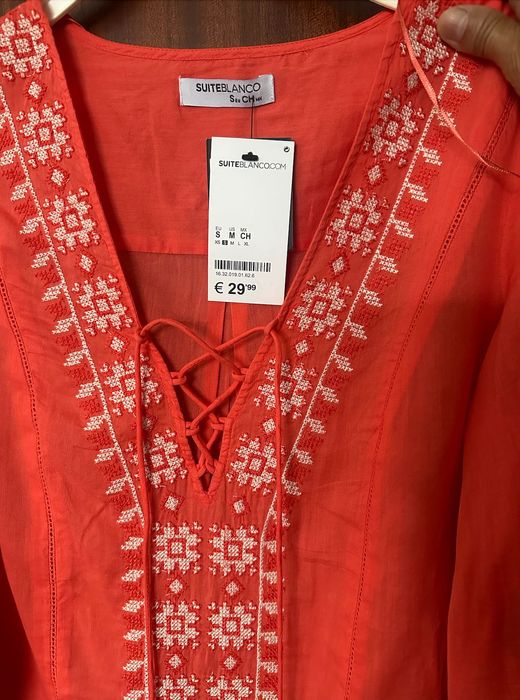 Blusa Coral Bordada Blanco S/M