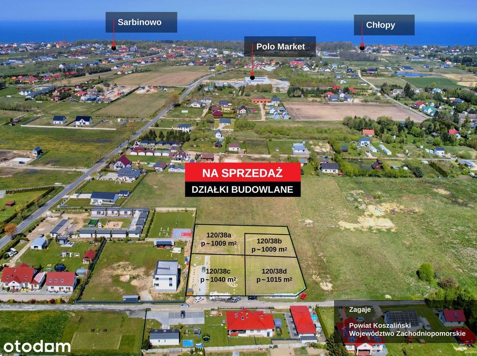 Atrakcyjne działki działka na sprzedaż 1000 m² BEZ POŚREDNIK Sarbinowo - Widok 2