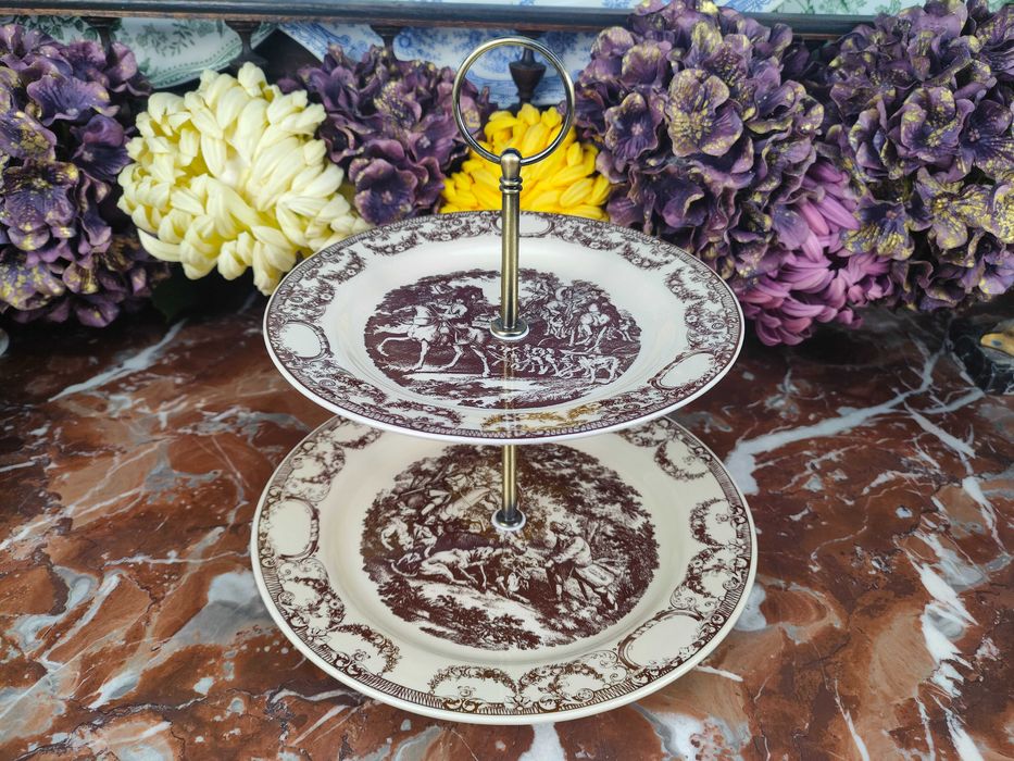 Porcelanowa myśliwska etażerka 2-poziomowa - Ridinger - Colditz #1