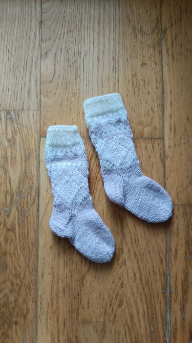 Ręcznie robione skarpetki wełniane 12 cm 18 rozmiar 9 miesięcy handmad