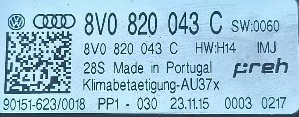 Comando Chauffage / Sofagem 8V0820043C - AUDI A3 Sportback