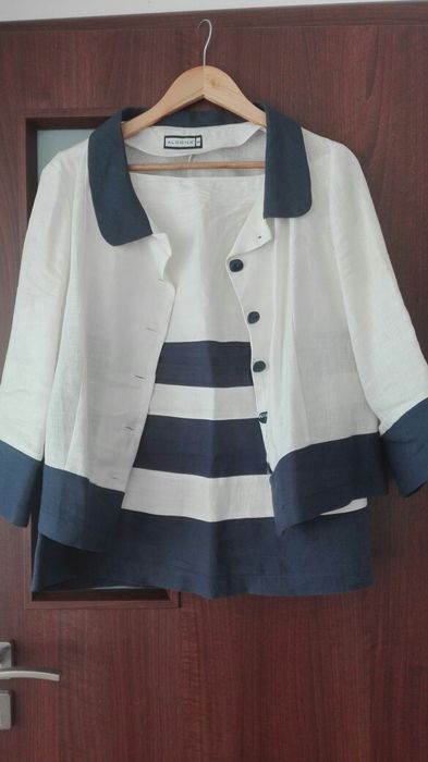 Aldona Len lniany kostium/garsonka 46/42