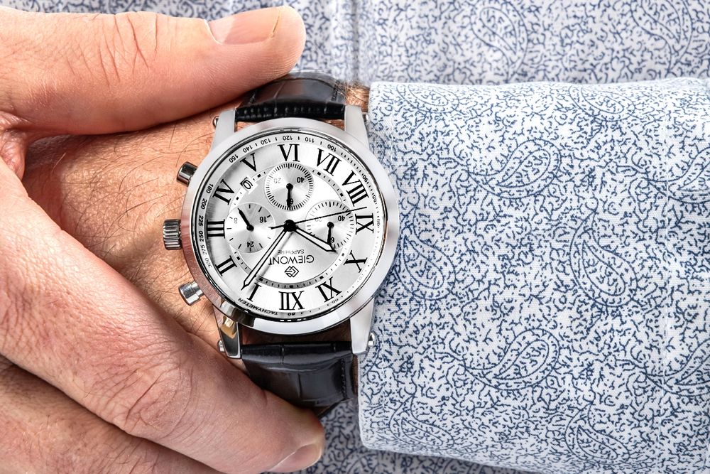zegarek męski giewont chronograph sapphire srebrny gw6260-a1